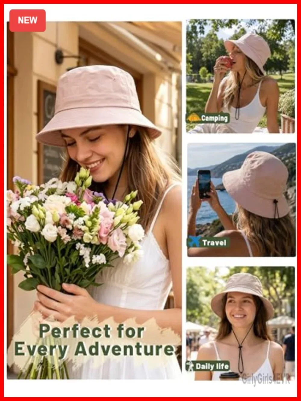 Water-Resistant Bucket Hat UPF 50+ Boonie Sun Hat Foldable Fishing Safari Hats
